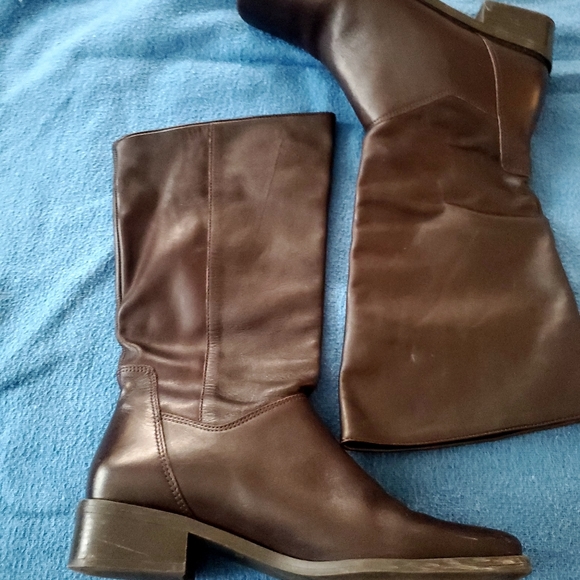 Naturalizer MidCalf Brown Leather Pull On Square Toe Boots  6 - Picture 3 of 6